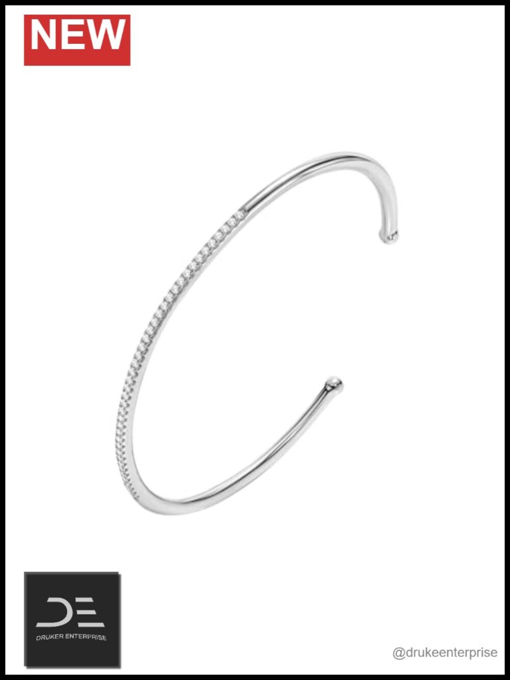 14K White Gold Plated Silver Bangle Bracelet Lab Grown Diamond